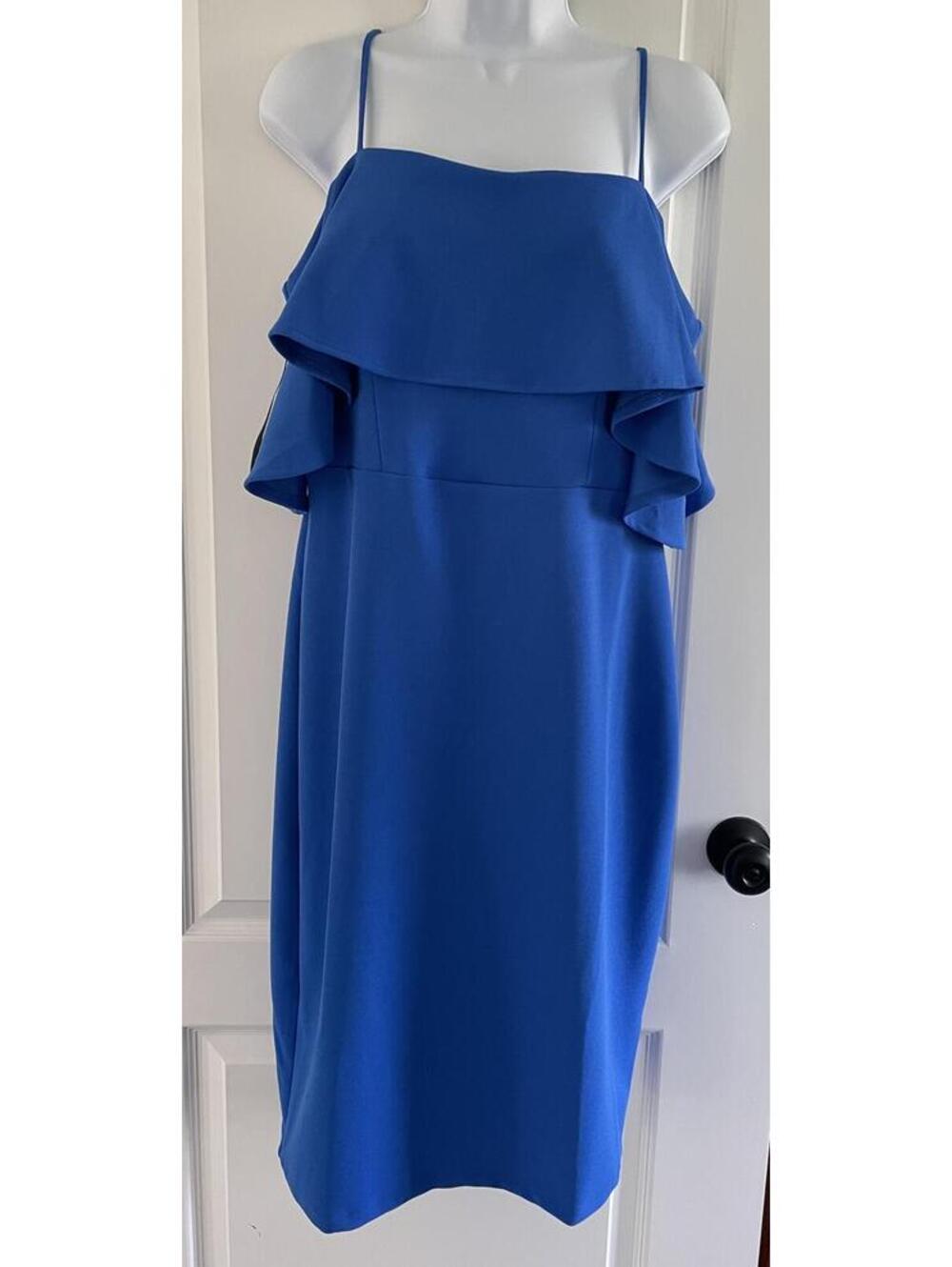 Blue Spaghetti Strap Ruffle Dress